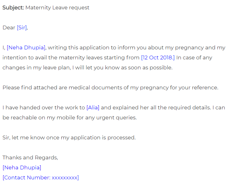 leave application letter format sample for maternity, leave application for maternity, maternity leave letter for office format